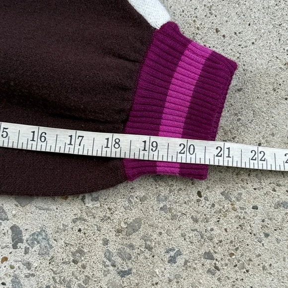 Anthropologie Maeve Brown/White/Pink Color Block Zippered Sweater Size Small - Picture 12 of 14